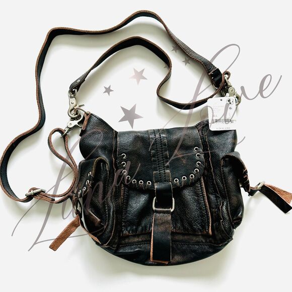 FREE PEOPLE We The Free Baby Leigh Distressed Tote In Aged Graphite NWT - Picture 3 of 14